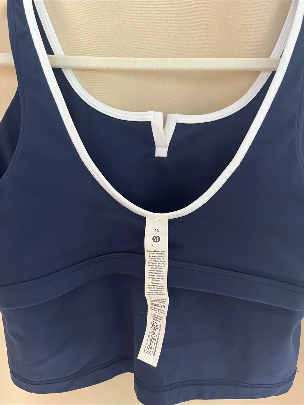 lululemon athletica Navy Crop Tank with White Trim